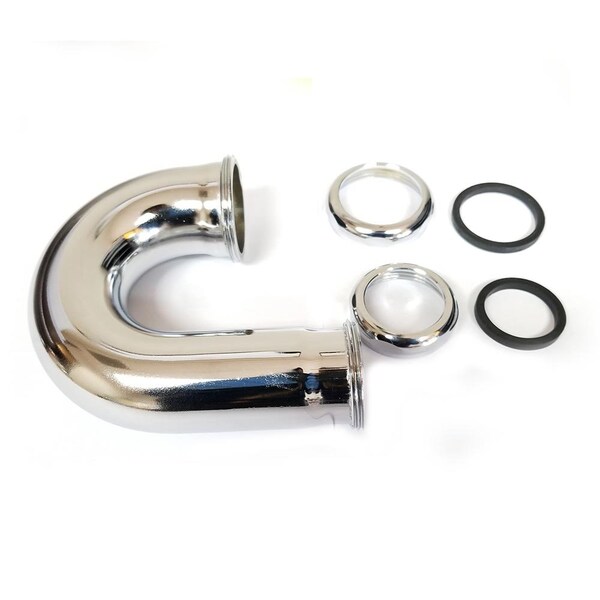 Thrifco Plumbing 17 Gauge 1-1/2 Inch x 1-1/4 Inch Chrome Plated Brass Tubular J, Bend 4402809 - main